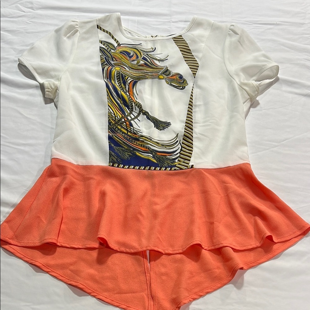 THML horse peplum style shirt size small